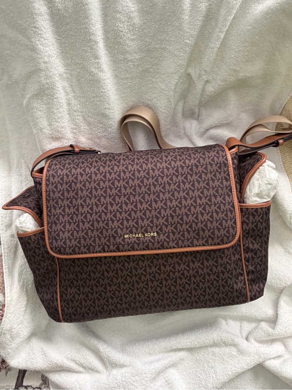 Michael Kors Brown & Tan MK Logo Messenger Bag
